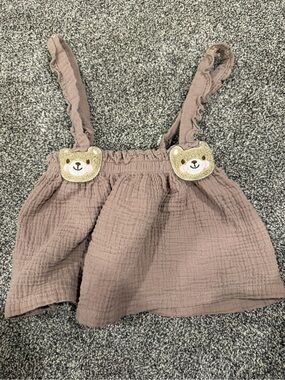 Limited Too Mauve Bear Appliqué Suspender Skirt